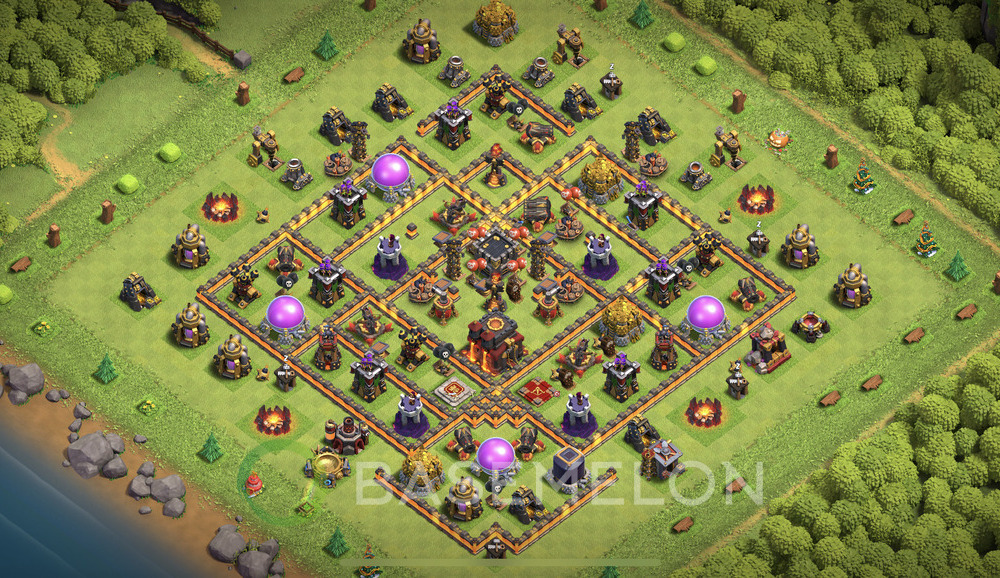 Town Hall Level 10 Trophy/Defense Base Design 2024, Anti 2 Stars, Anti Everything, Layout #751