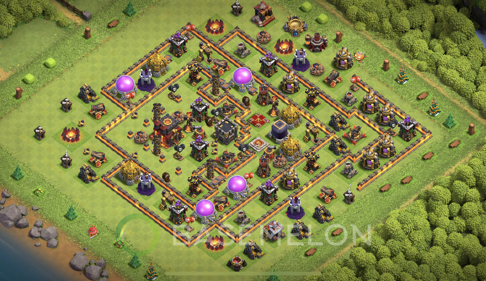 Town Hall Level 10 Trophy/Defense Base Design 2024, Anti GoWipe, Layout #77