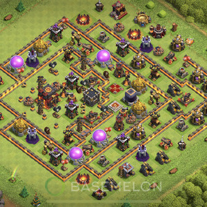 Town Hall Level 10 Trophy/Defense Base Design, Anti GoWipe, Layout #77
