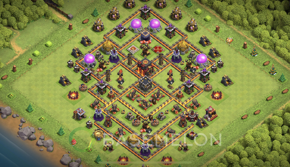 Town Hall Level 10 Trophy/Defense Base Design 2024, Anti 3 Stars, Hybrid, Layout #815