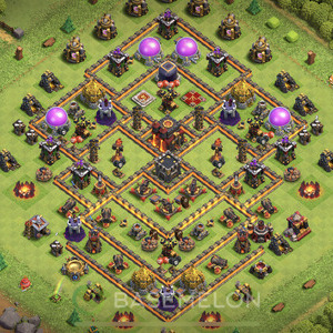 Town Hall Level 10 Trophy/Defense Base Design, Anti 3 Stars, Hybrid, Layout #815