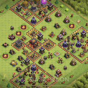 Town Hall Level 10 Trophy/Defense Base Design 2025, Anti Everything, Hybrid, Layout #883