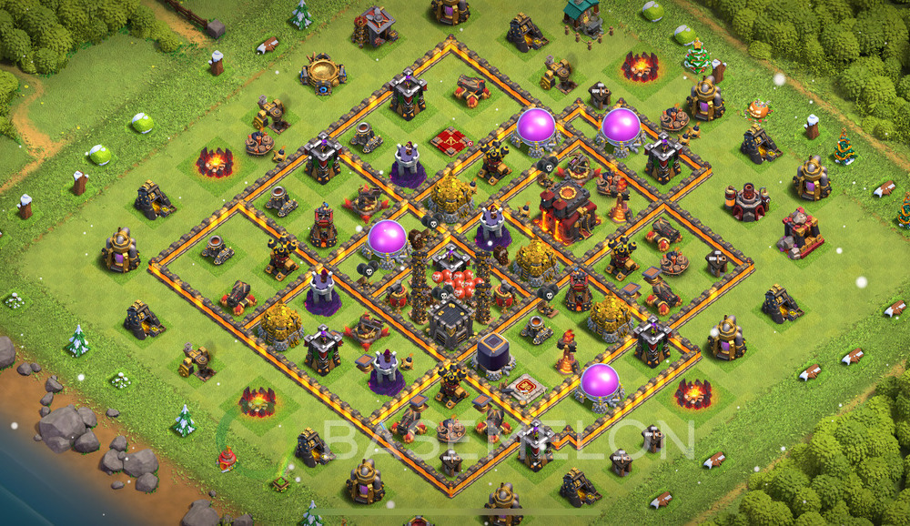 Town Hall Level 10 Trophy/Defense Base Design 2024, Anti Everything, Hybrid, Layout #887