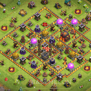 Town Hall Level 10 Trophy/Defense Base Design 2025, Anti Everything, Hybrid, Layout #887