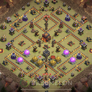 Town Hall Level 10 War Base Design 2025, Anti 3 Stars, Anti Air, Layout #915
