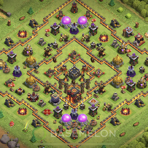 Town Hall Level 10 Trophy/Defense Base Design 2025, Anti Everything, Hybrid, Layout #927