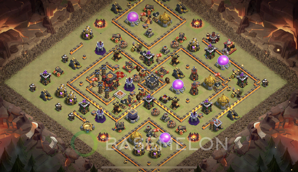 Town Hall Level 10 War Base Design 2024, Anti Air, Layout #977