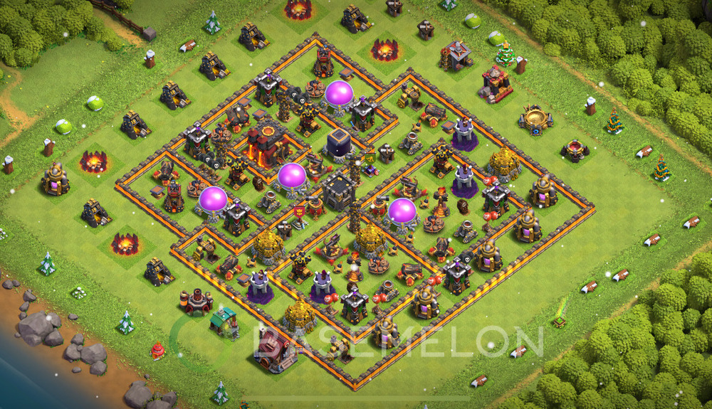 Town Hall Level 10 Trophy/Defense Base Design 2025, Layout #988