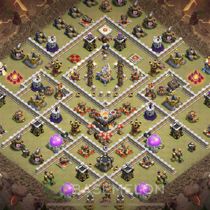Town Hall Level 11 War Base Design, Anti 3 Stars, Layout #104