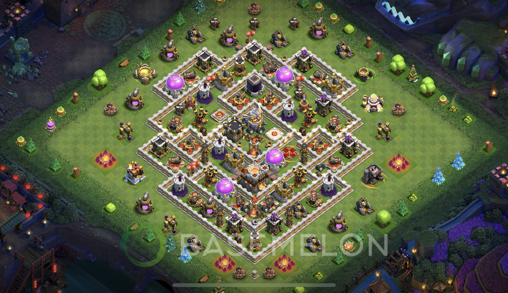 Town Hall Level 11 Farm Base Design 2025, Anti 3 Stars, Hybrid, Layout #1233