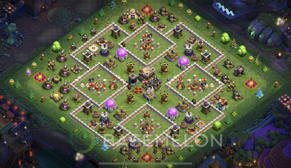 Town Hall Level 11 Trophy/Defense Base Design 2025, Anti 2 Stars, Legend League, Layout #1250