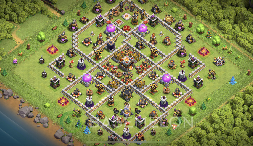 Town Hall Level 11 Trophy/Defense Base Design 2025, Anti Everything, Hybrid, Layout #1269