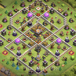 Town Hall Level 11 Trophy/Defense Base Design 2025, Anti Everything, Hybrid, Layout #1269