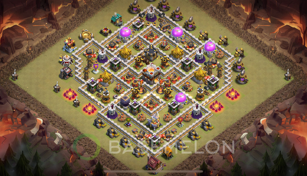 Town Hall Level 11 War Base Design 2025, Max Levels, Hybrid, Layout #1330