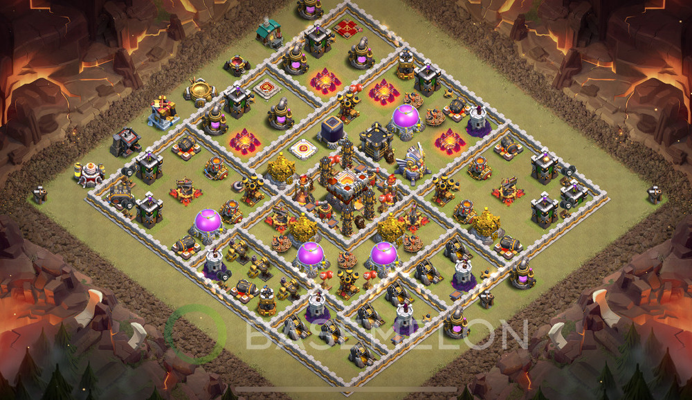 Town Hall Level 11 War Base Design 2025, Max Levels, Hybrid, Layout #1371