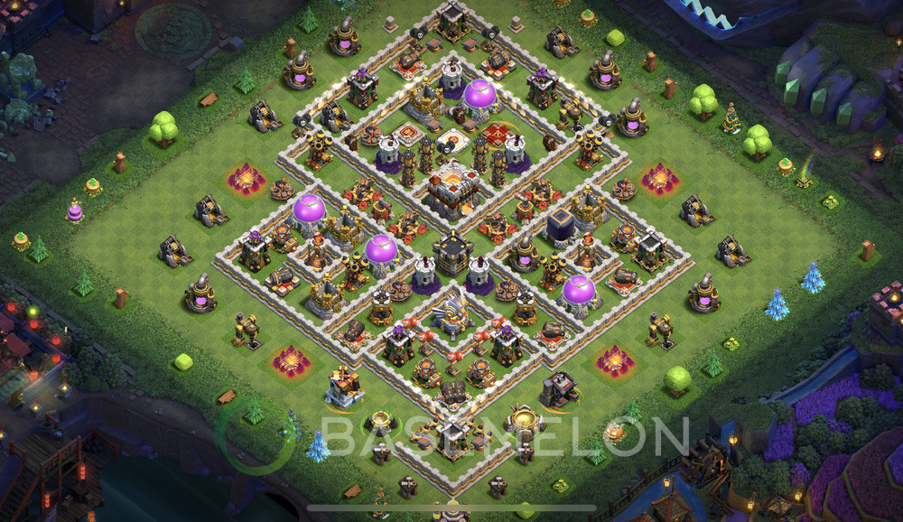 Town Hall Level 11 Trophy/Defense Base Design 2025, Anti 3 Stars, Hybrid, Layout #1415