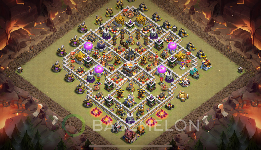 Town Hall Level 11 War Base Design 2025, Max Levels, Hybrid, Layout #1443