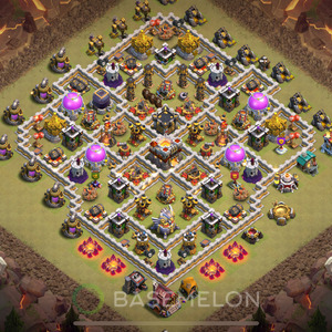 Town Hall Level 11 War Base Design 2025, Max Levels, Hybrid, Layout #1443