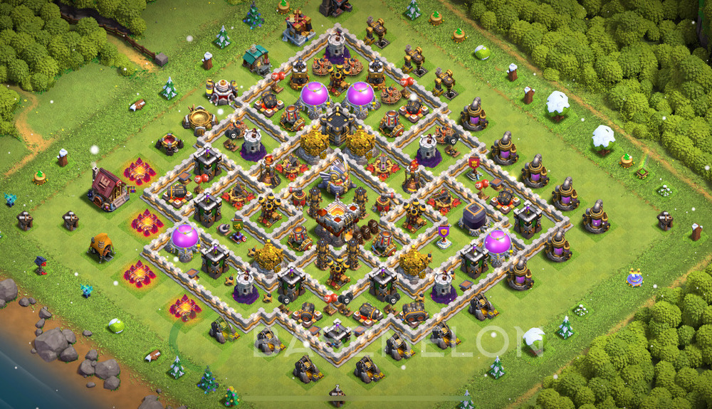 Town Hall Level 11 Trophy/Defense Base Design 2025, Anti Everything, Hybrid, Layout #1461