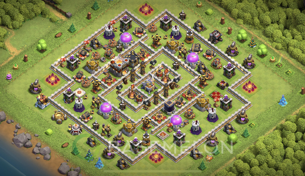 Rathaus Level 11 Verteidigung Base 2025, Anti Alles, Hybrid, Layout #1649