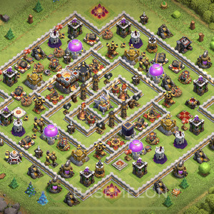Town Hall Level 11 Trophy/Defense Base Design 2025, Anti Everything, Hybrid, Layout #1649