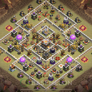 Town Hall Level 11 War Base Design 2025, Anti 2 Stars, Hybrid, Layout #1696