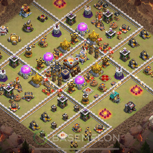 Town Hall Level 11 War Base Design 2025, Anti 2 Stars, Hybrid, Layout #1704