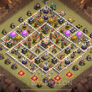 Town Hall Level 11 War Base Design 2025, Anti 2 Stars, Hybrid, Layout #1722