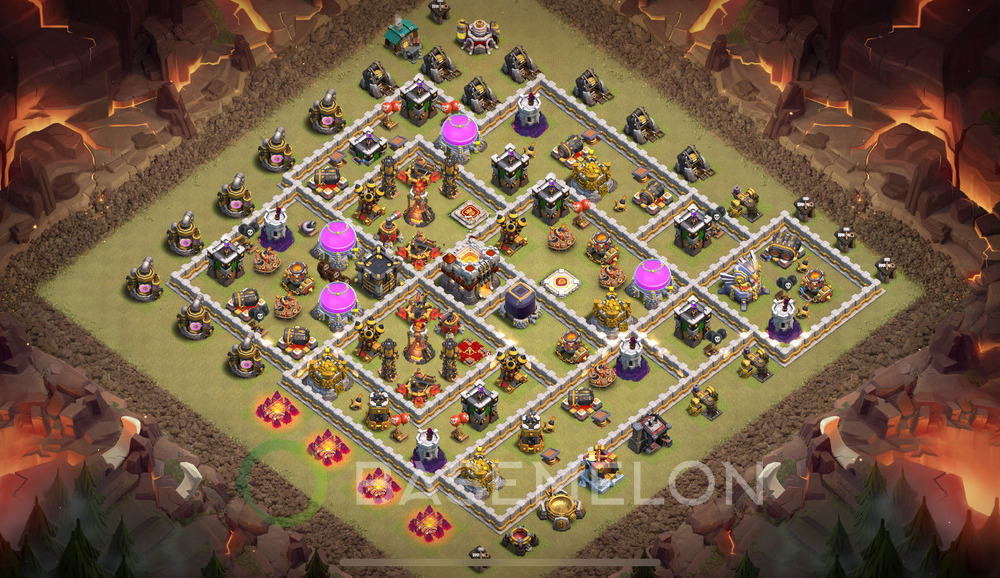 Town Hall Level 11 War Base Design 2025, Anti 2 Stars, Hybrid, Layout #1749