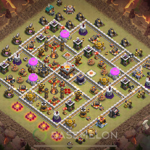 Town Hall Level 11 War Base Design 2025, Anti 2 Stars, Hybrid, Layout #1749