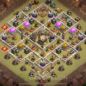 Town Hall Level 11 War Base Design 2025, Anti 2 Stars, Hybrid, Layout #1863