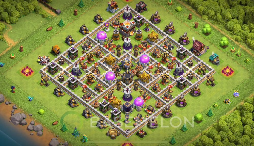 Town Hall Level 11 Trophy/Defense Base Design 2025, Hybrid, Layout #1877