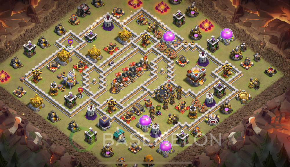 Town Hall Level 11 War Base Design 2025, Anti 3 Stars, Layout #1964