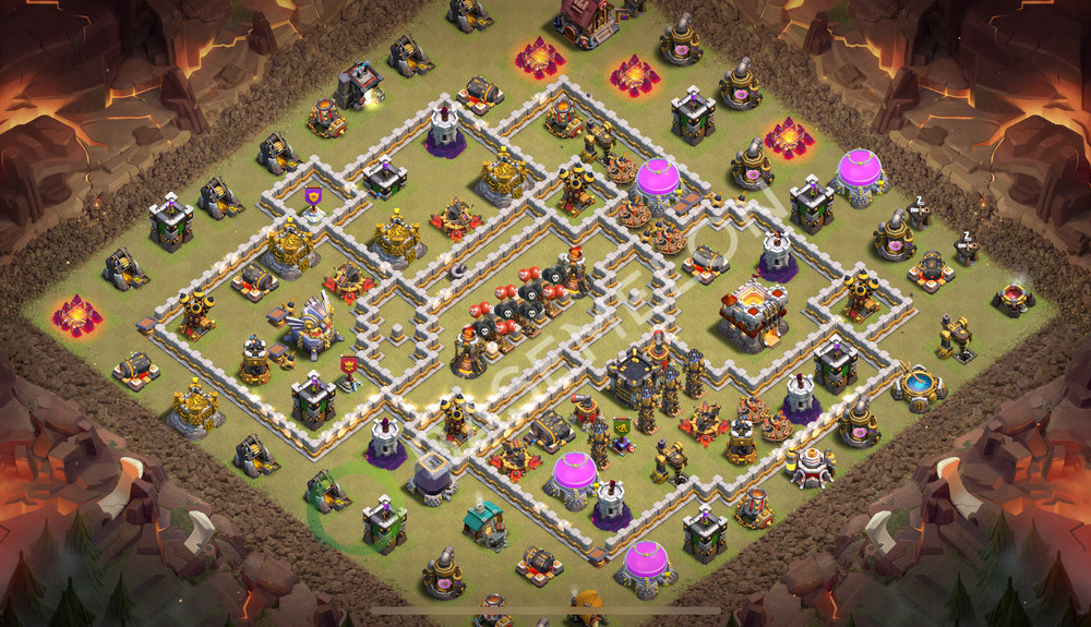 Town Hall Level 11 War Base Design 2026, Anti 3 Stars, Layout #1964