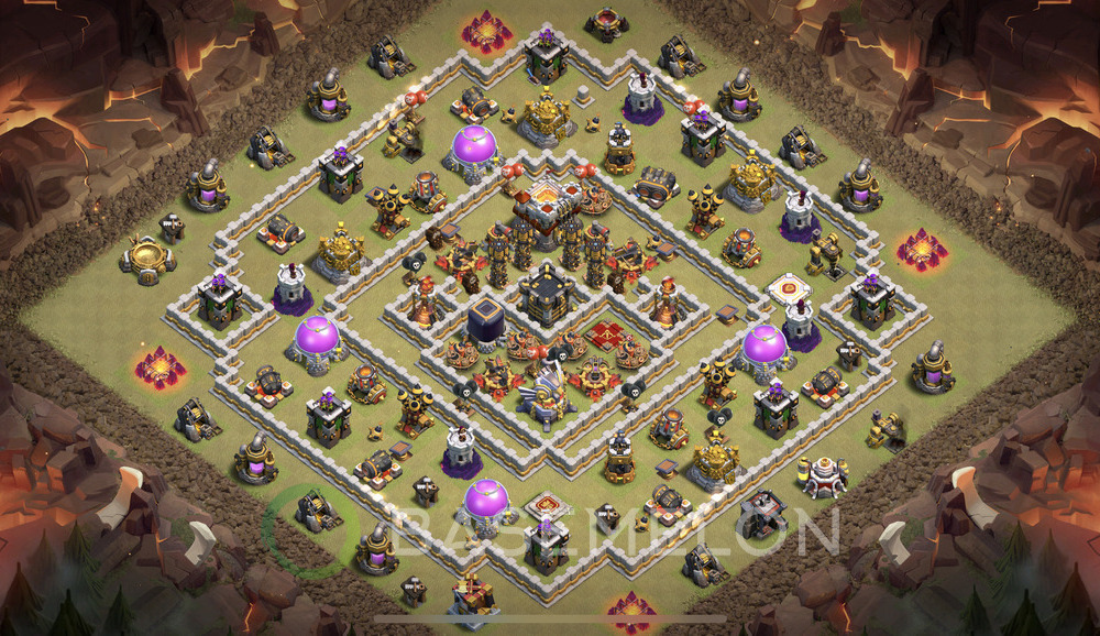 Town Hall Level 11 War Base Design 2025, Anti 2 Stars, Hybrid, Layout #1992
