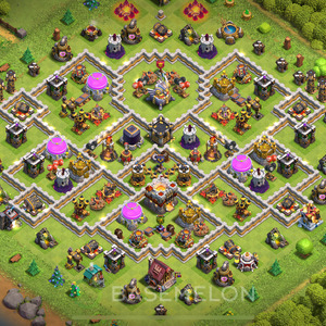 Town Hall Level 11 Trophy/Defense Base Design 2025, Max Levels, Hybrid, Layout #2127