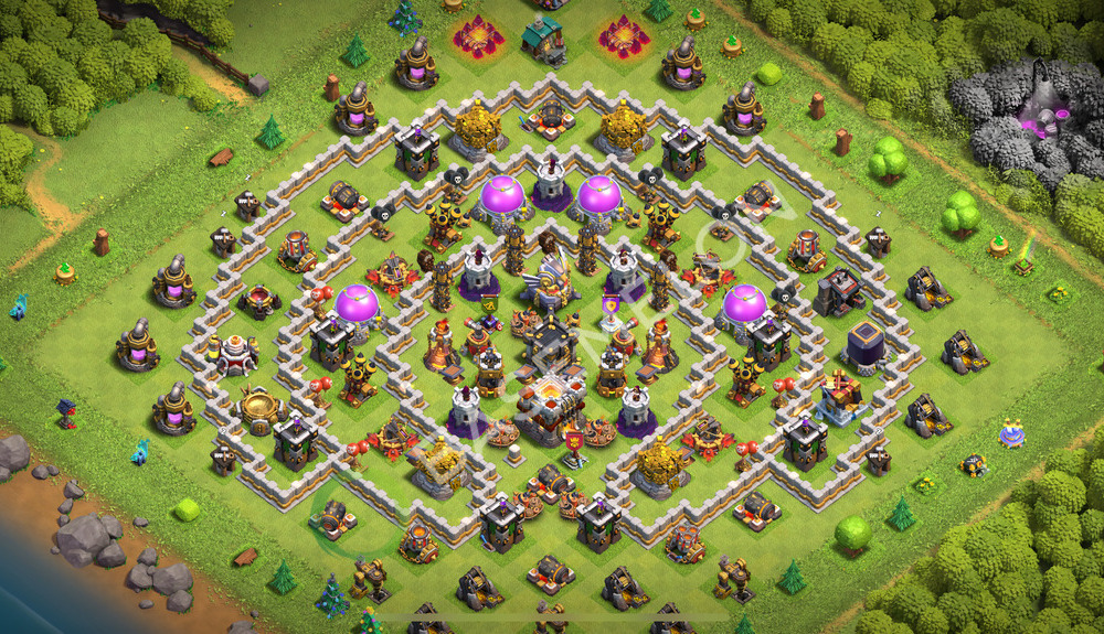 Town Hall Level 11 Trophy/Defense Base Design 2025, Hybrid, Layout #2162