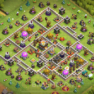 Town Hall Level 11 Trophy/Defense Base Design, Anti 3 Stars, Hybrid, Layout #224