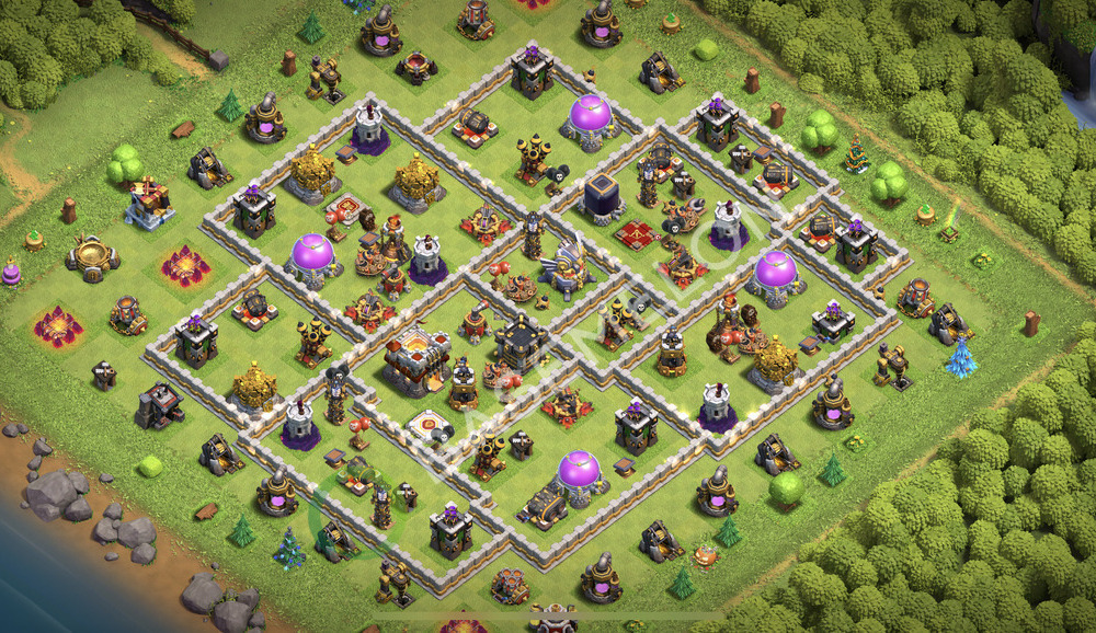 Town Hall Level 11 Trophy/Defense Base Design 2025, Anti Everything, Hybrid, Layout #2252