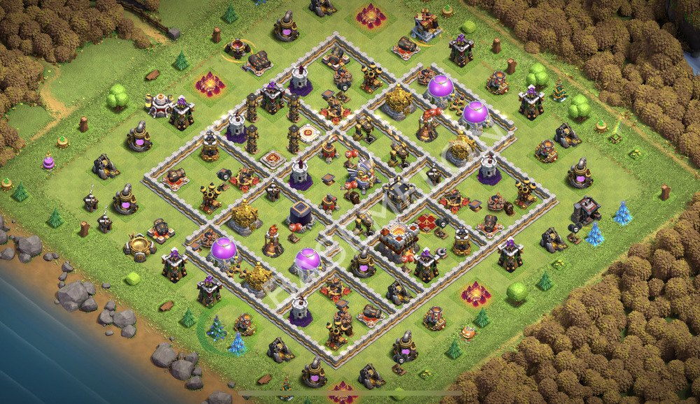 Town Hall Level 11 Trophy/Defense Base Design 2025, Hybrid, Layout #2289