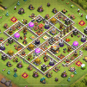 Town Hall Level 11 Trophy/Defense Base Design 2025, Anti Everything, Hybrid, Layout #2438