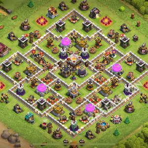 Town Hall Level 11 Trophy/Defense Base Design 2026, Anti 2 Stars, Hybrid, Layout #2459
