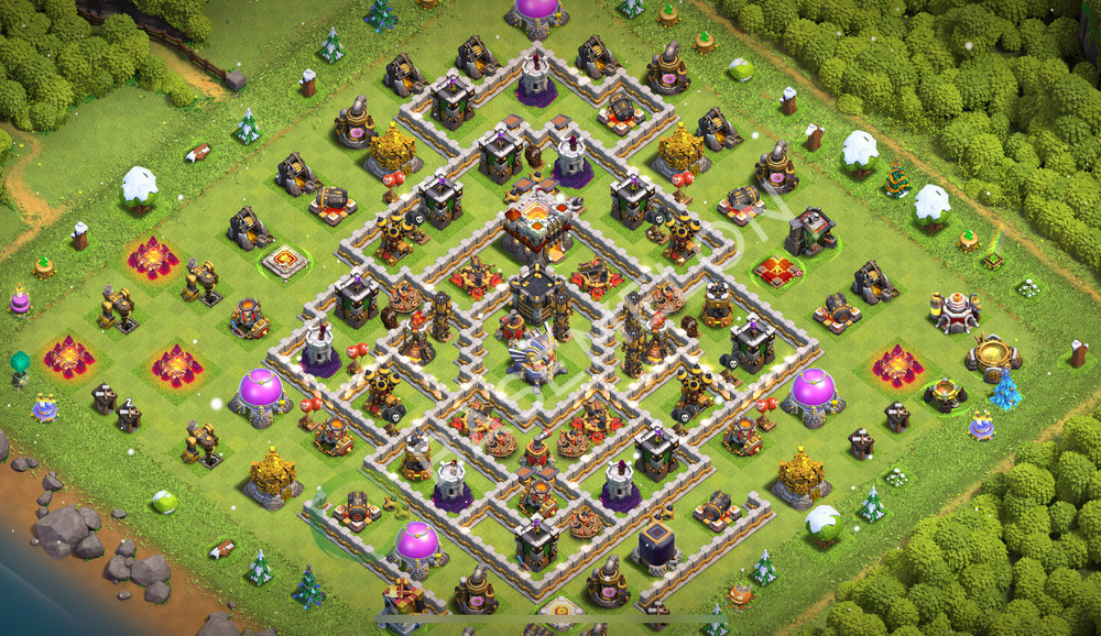 Town Hall Level 11 Trophy/Defense Base Design 2026, Anti Air, Layout #2491