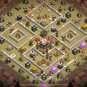 Town Hall Level 11 War Base Design, Anti 3 Stars, Layout #258