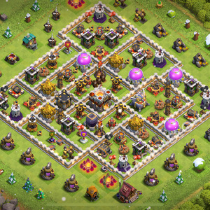 Town Hall Level 11 Trophy/Defense Base Design 2026, Max Levels, Hybrid, Layout #2829