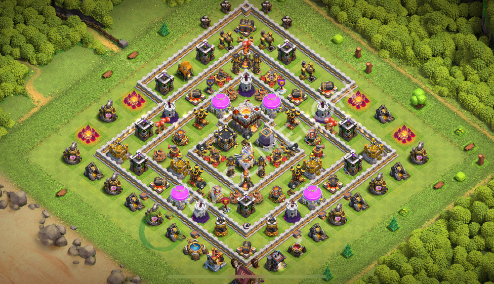 Town Hall Level 11 Trophy/Defense Base Design 2026, Anti 3 Stars, Hybrid, Layout #2961
