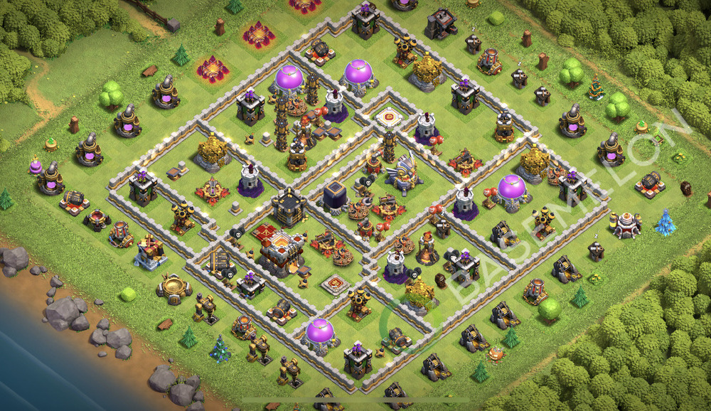 Town Hall Level 11 Trophy/Defense Base Design 2026, Anti 3 Stars, Hybrid, Layout #3020