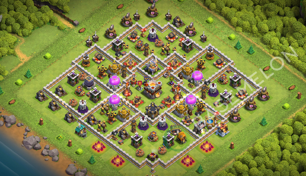 Town Hall Level 11 Trophy/Defense Base Design 2026, Unbeatable, Hybrid, Layout #3041