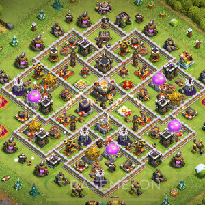 Town Hall Level 11 Trophy/Defense Base Design, Anti 2 Stars, Hybrid, Layout #305