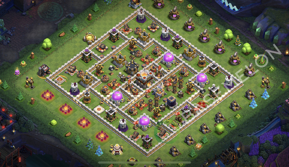 Town Hall Level 11 Trophy/Defense Base Design 2026, Anti Everything, Hybrid, Layout #3314
